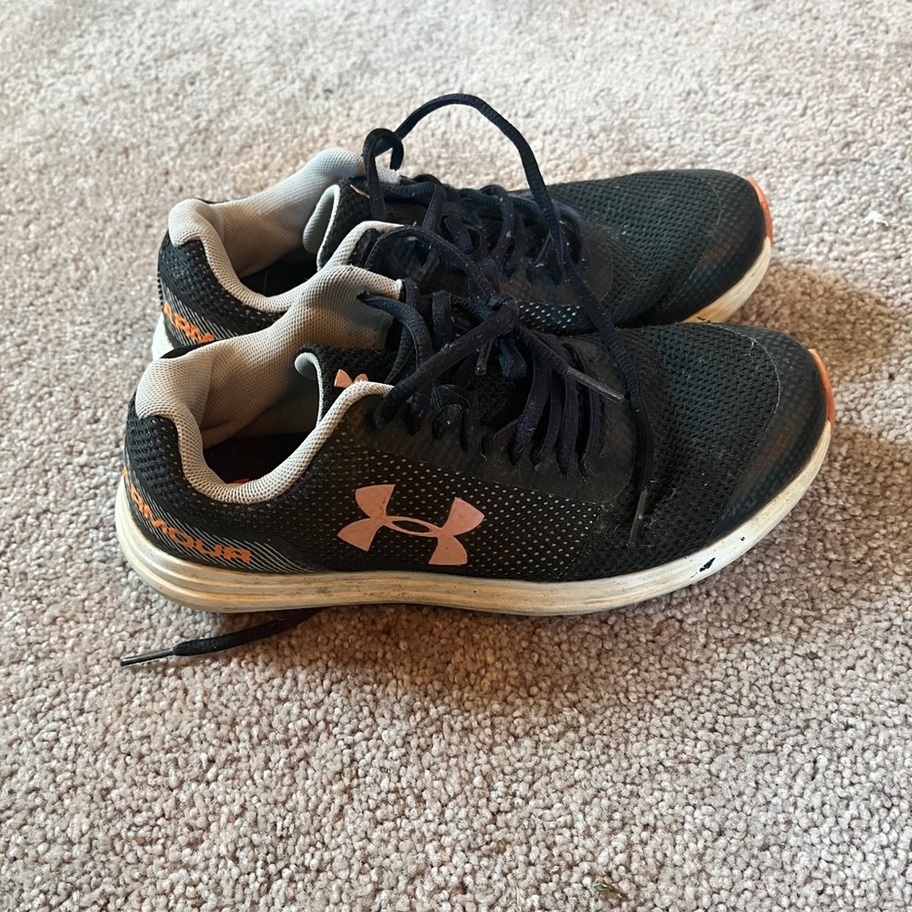 Boys Under Armour Black and Orange Sneakers